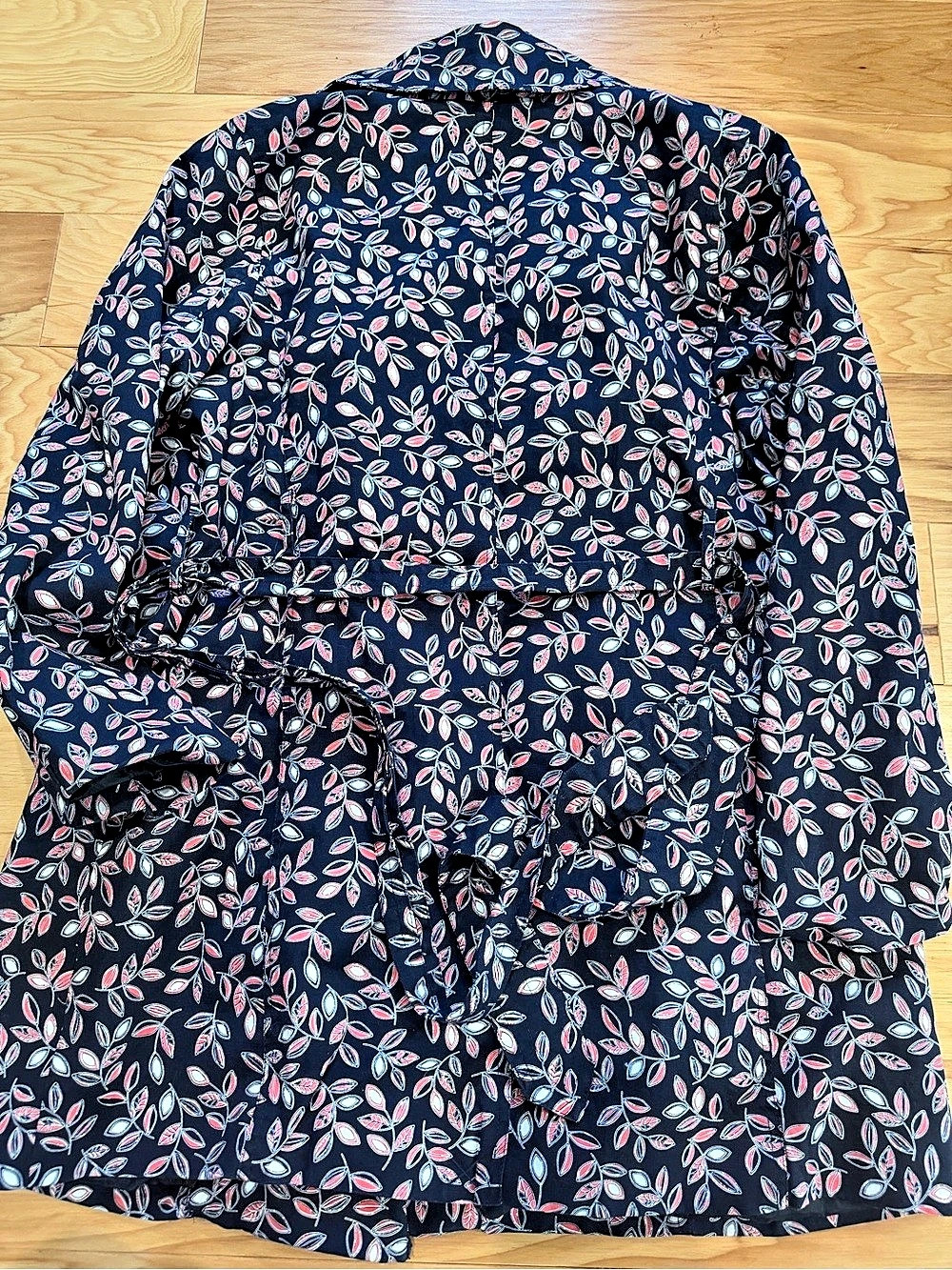 Jessica London Women’s 18W Navy Leaf Print Belted Double Breasted Trench Coat